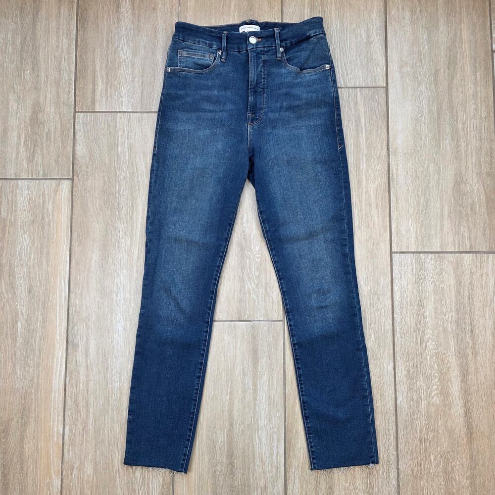 Good American Good Legs Skinny Jeans Womens 4 27 Blue High Rise Raw Hem